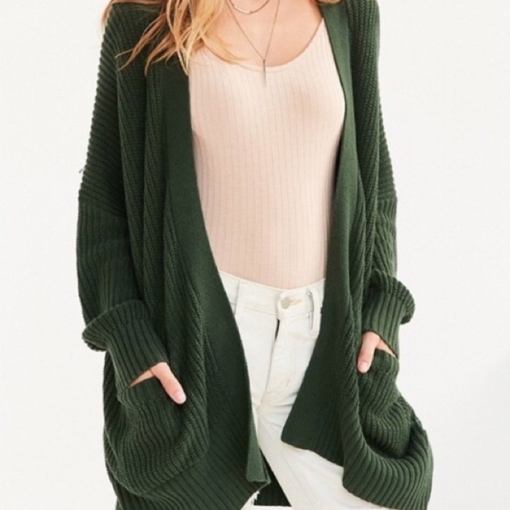DBG Green Long Cardigan
